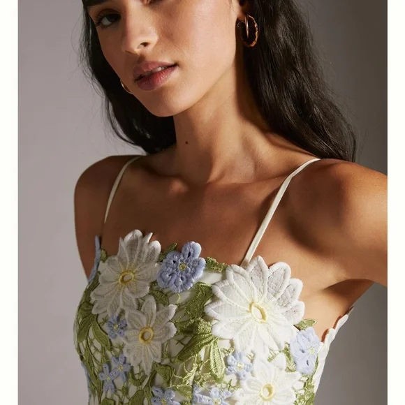 Eva Franco Anthropologie Floral Lace Midi Dress - Picture 2 of 10